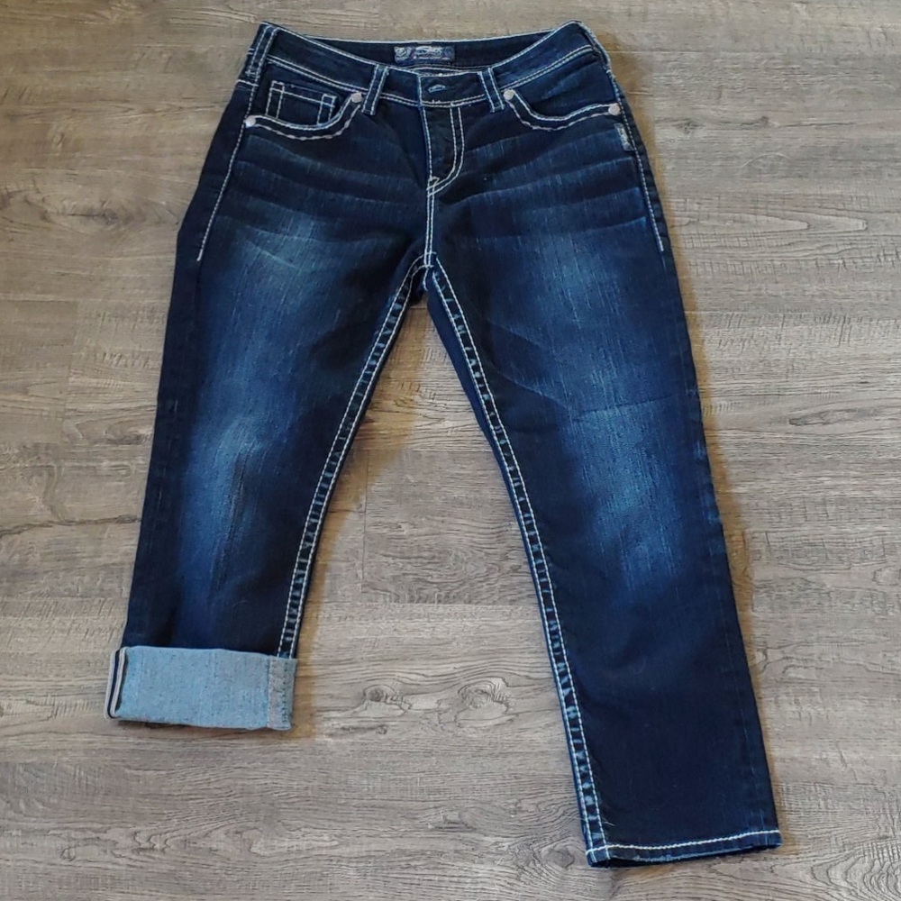 Silver suki capri, 29 dark wash